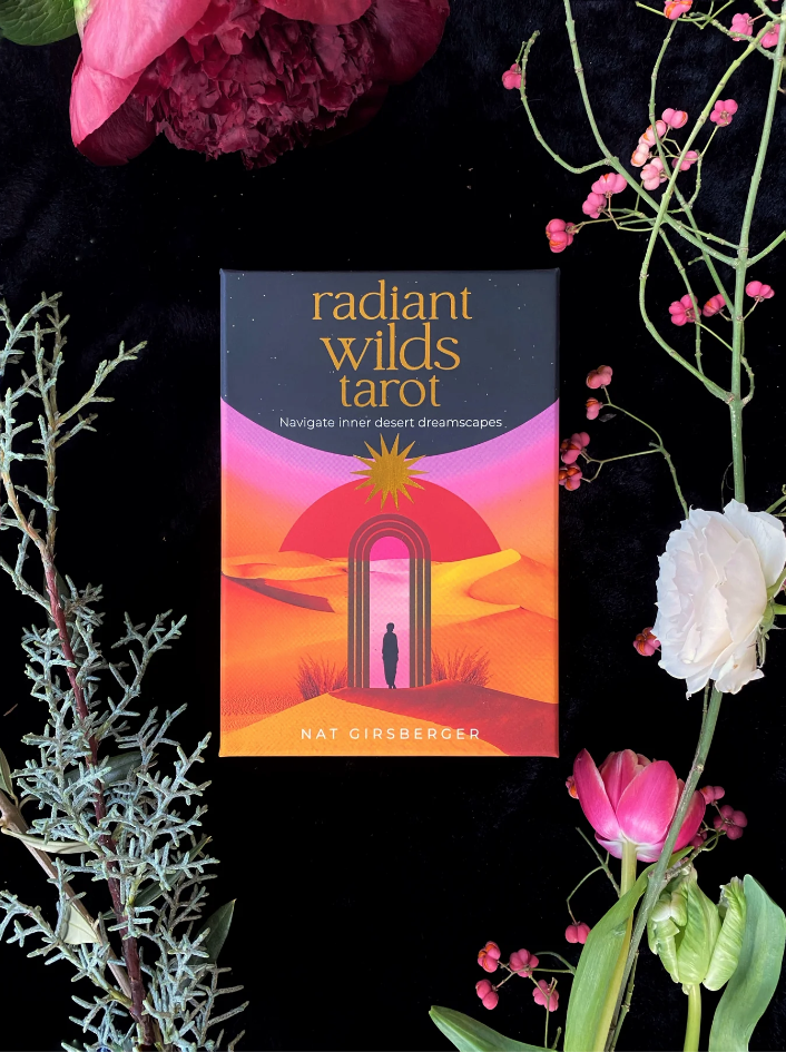 Radiant wilds tarot cards with flowers around