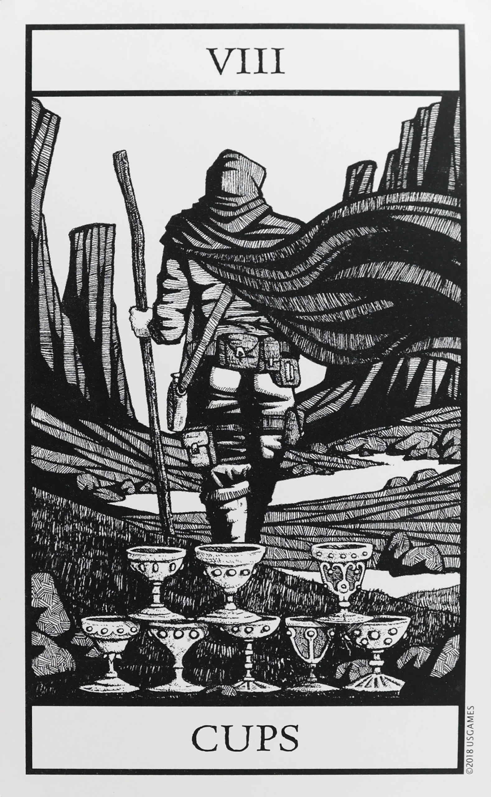 Bianco Nero Tarot Cups 8