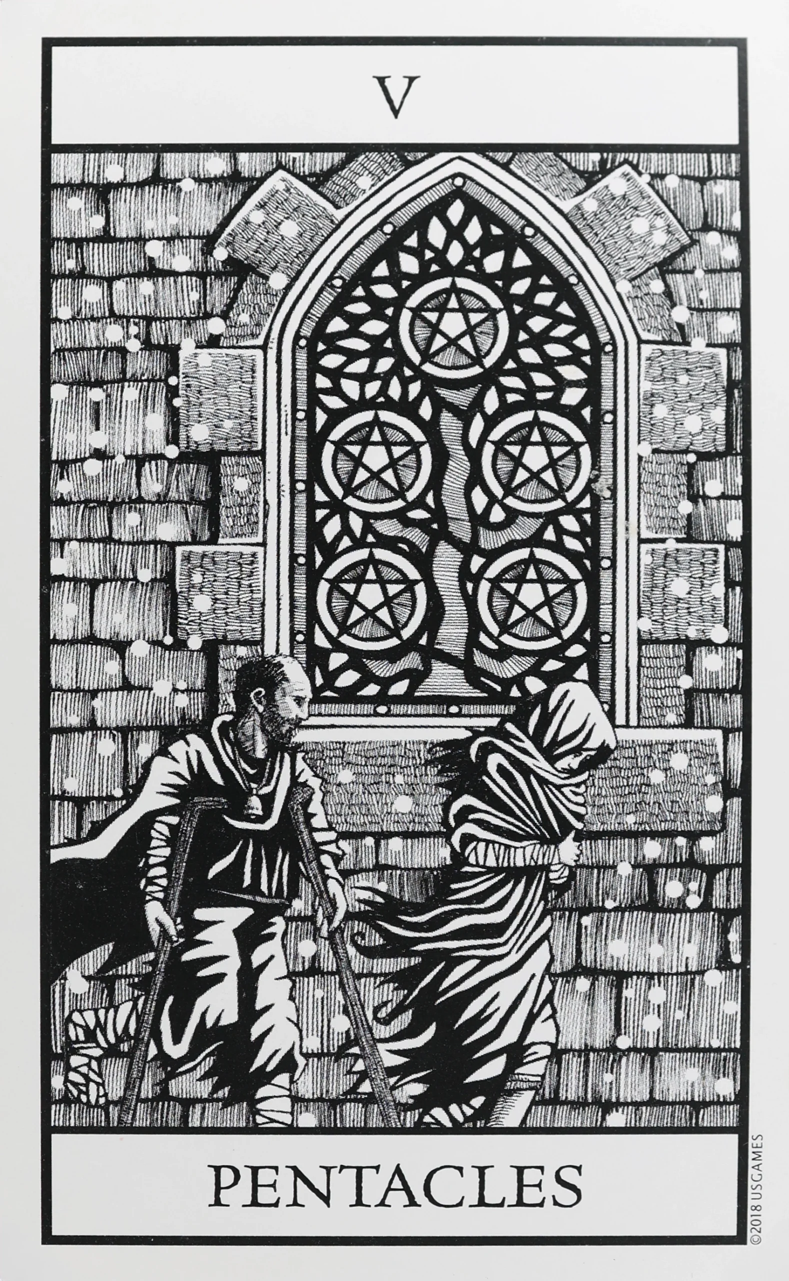 Bianco Nero Tarot Pentacles 5