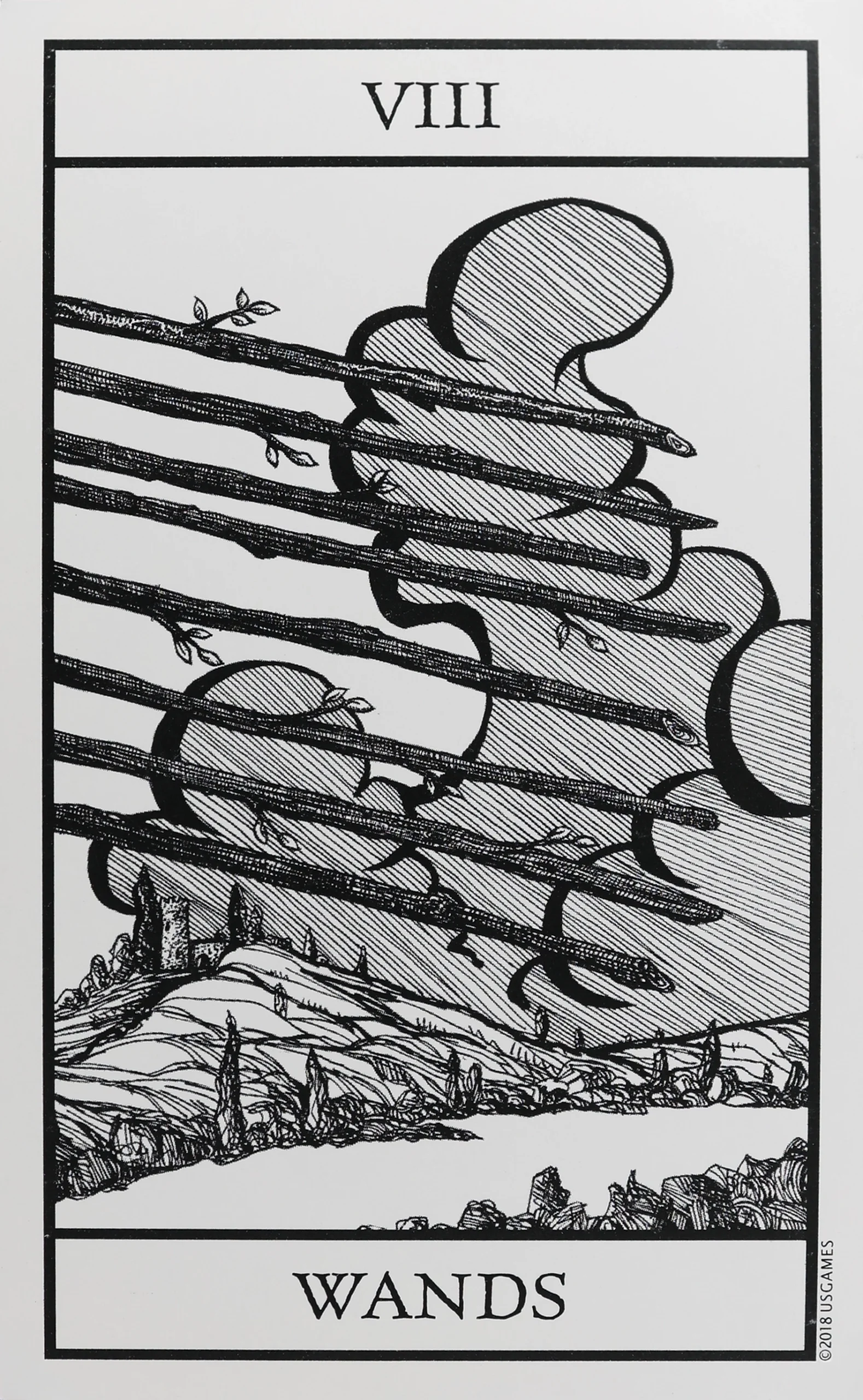 Bianco Nero Tarot Wands 8