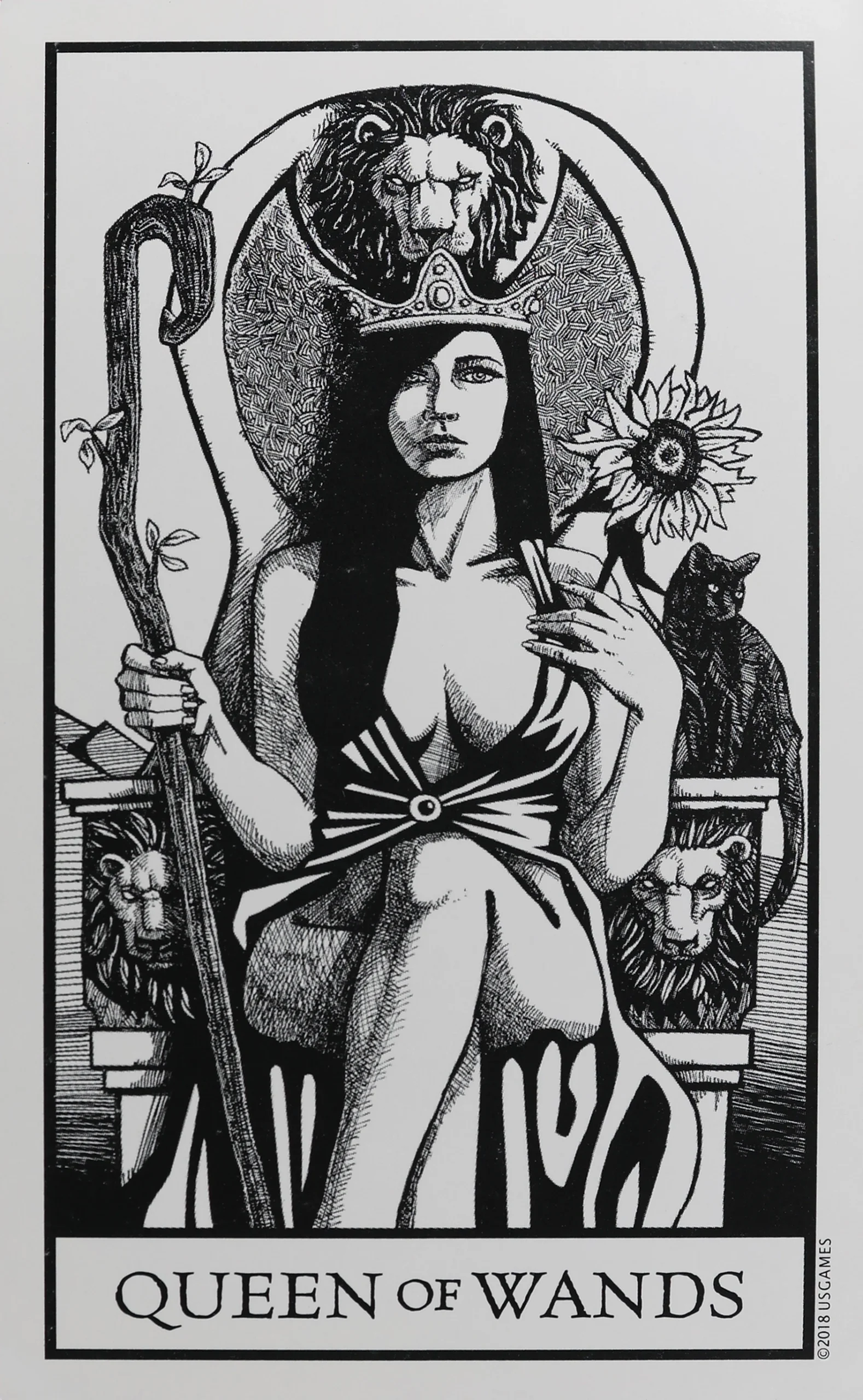 Bianco Nero Tarot Wands Queen