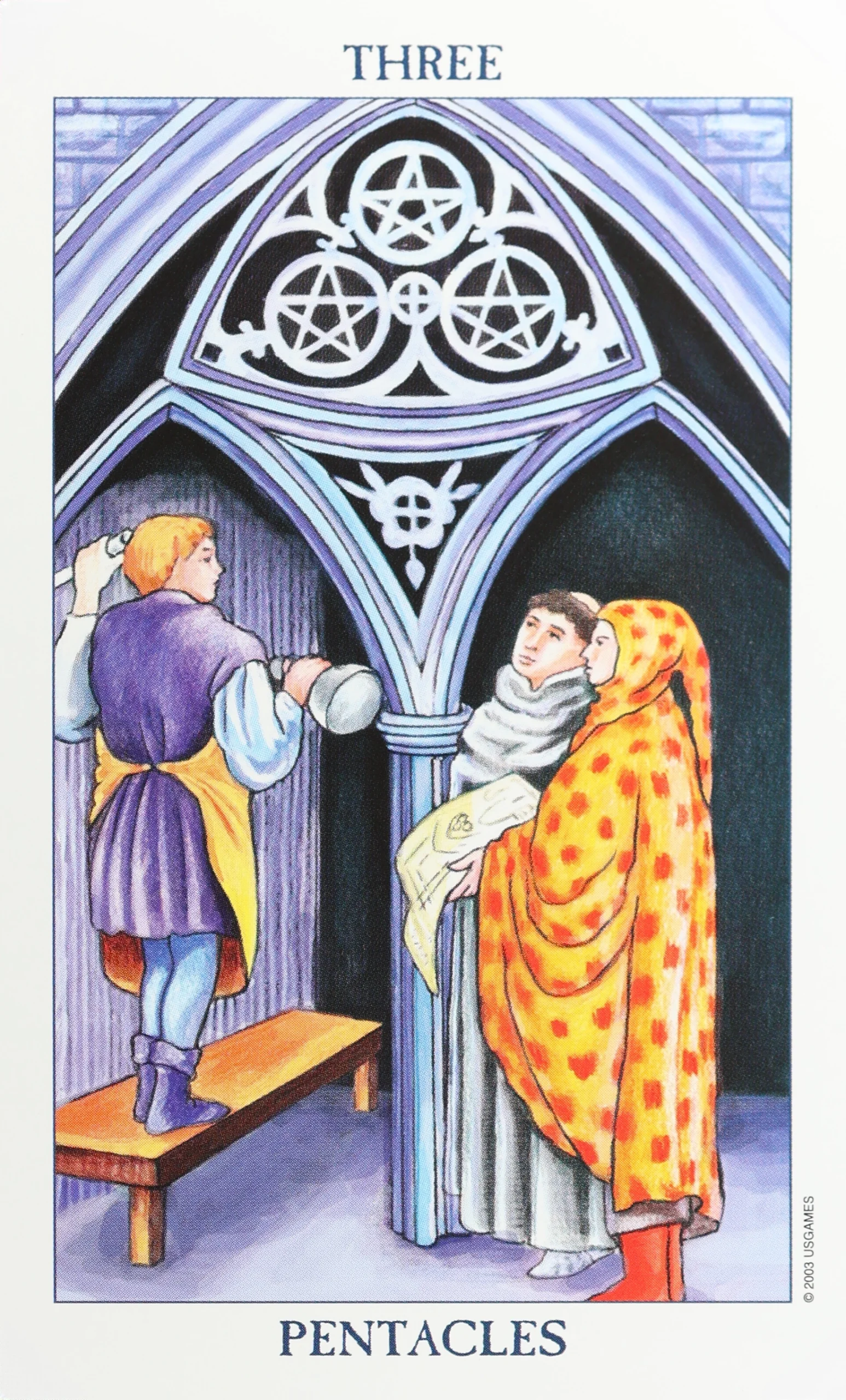 Radiant Rider Waite Tarot Pentacles 3