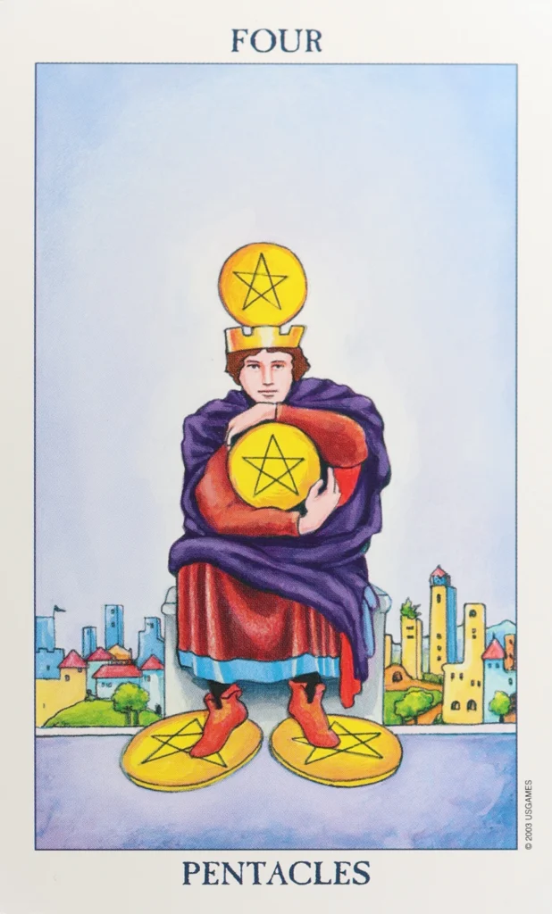 Radiant Rider Waite Tarot Pentacles 4