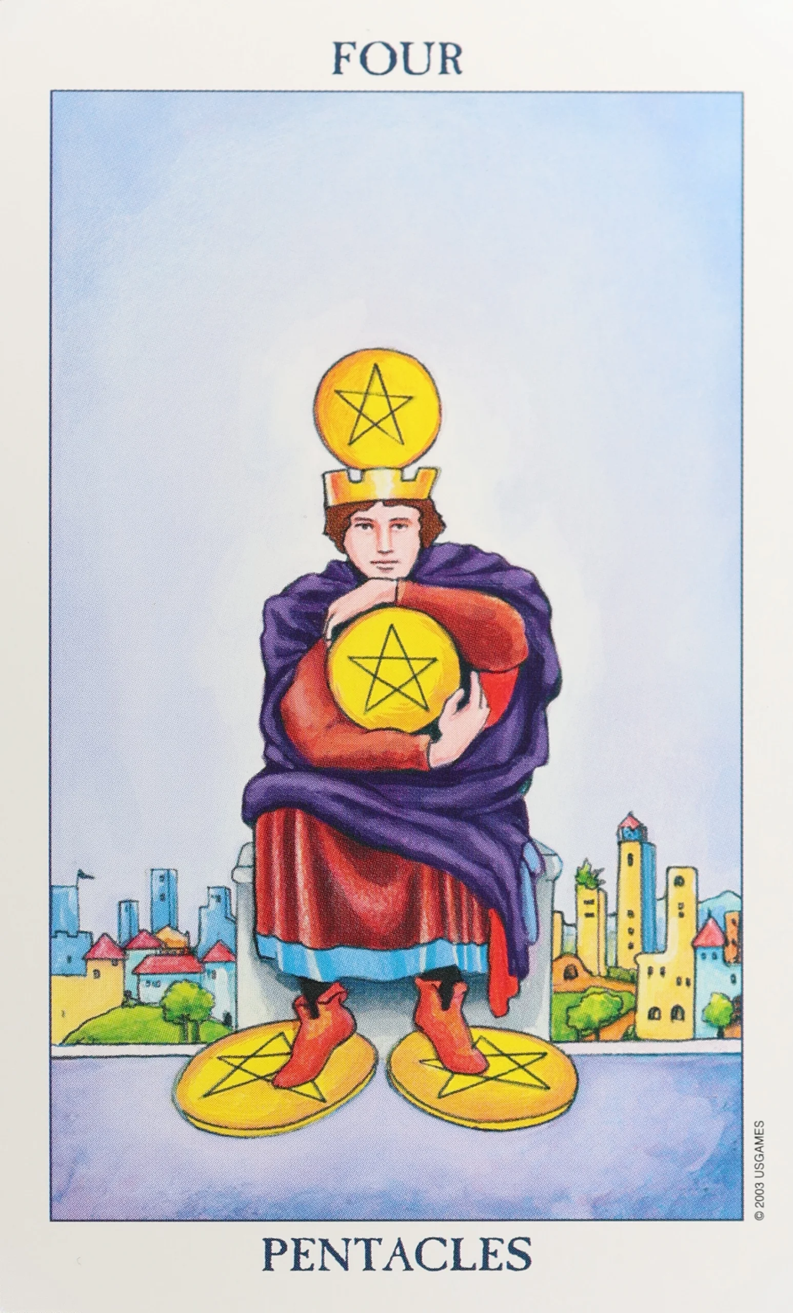 Radiant Rider Waite Tarot Pentacles 4