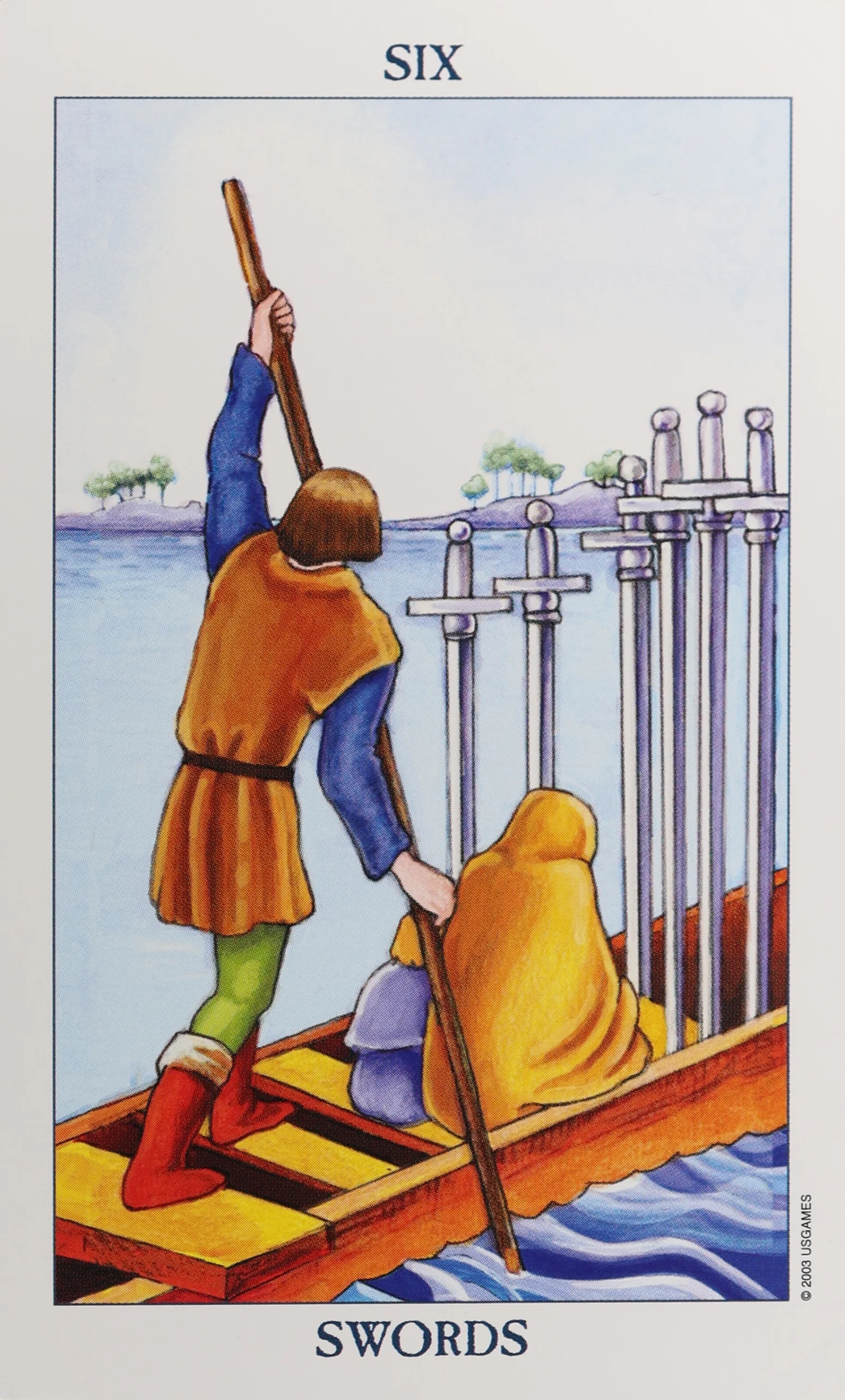 Radiant Rider Waite Tarot Swords 6