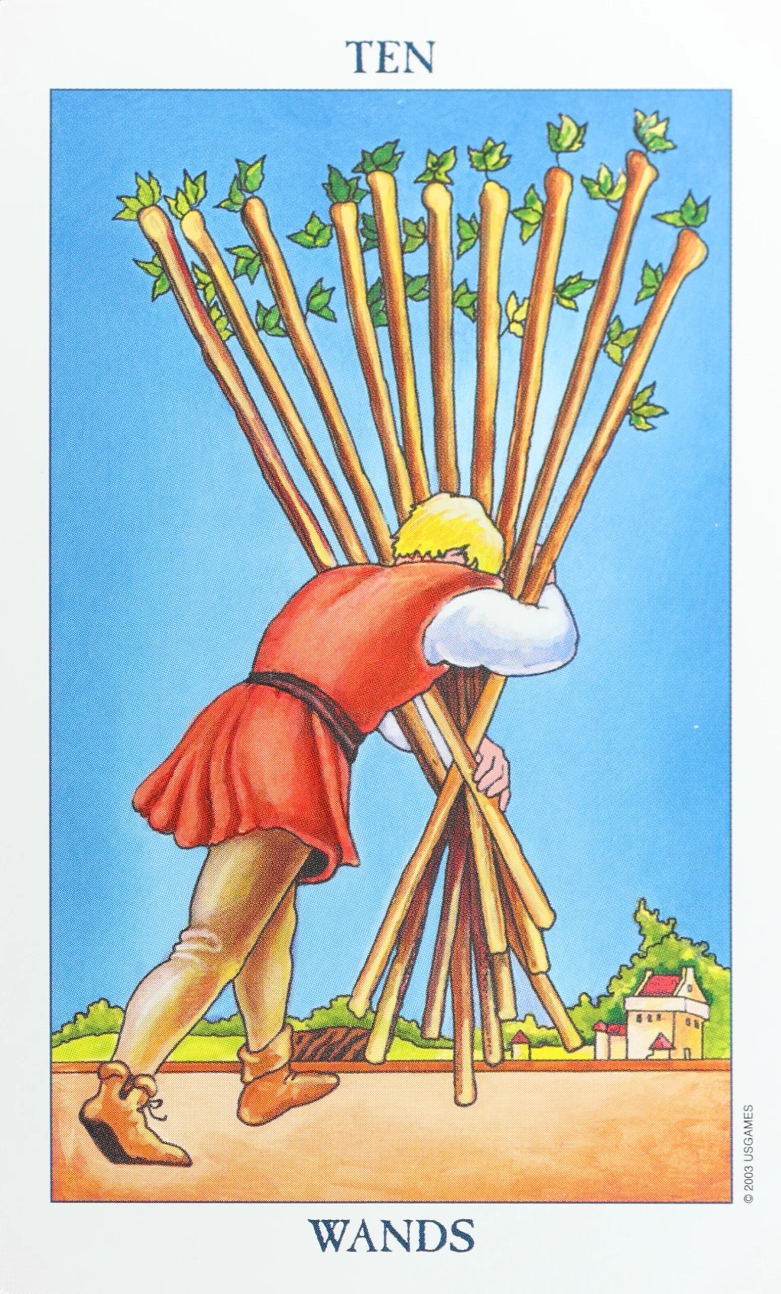 Radiant Rider Waite Tarot Wands 10