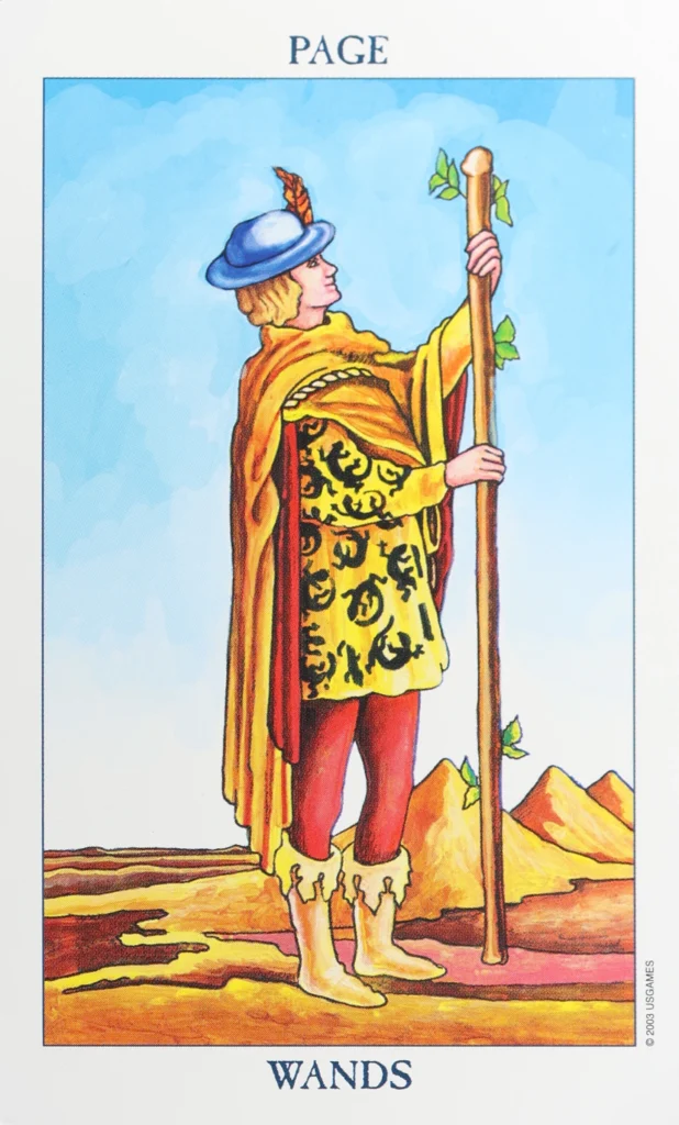 Radiant Rider Waite Tarot Wands Page
